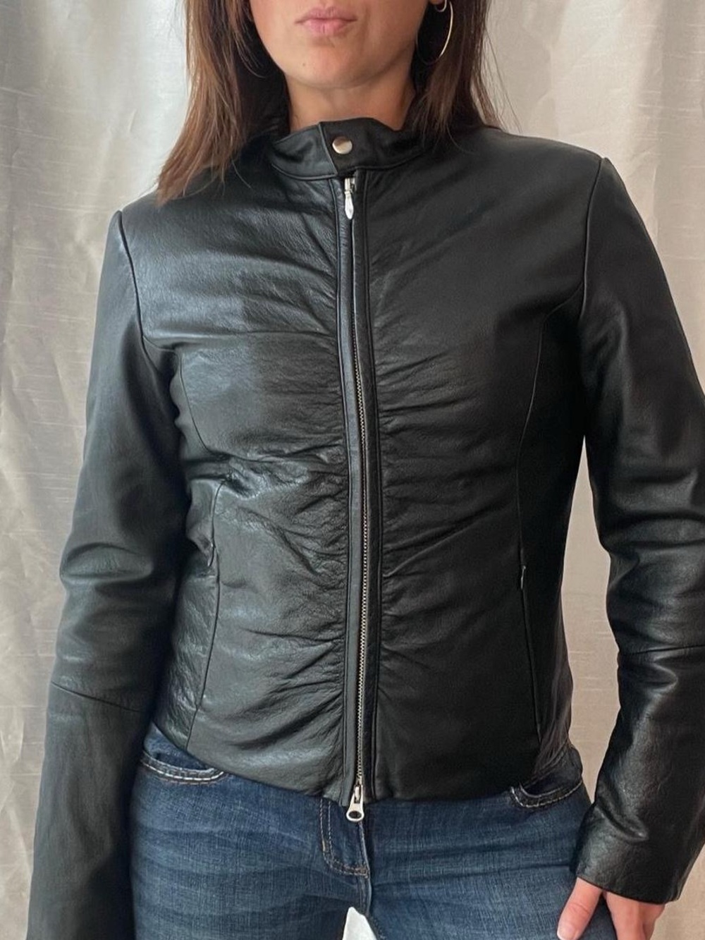 Wilsons Leather Jacket Women's Medium Black Moto Double Zipper Genuine Biker 90s